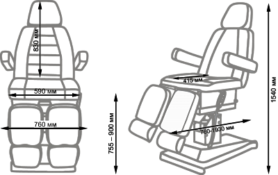 Педикюрное кресло Сириус-10 (Элегия-3), 3 мотора: вид 20